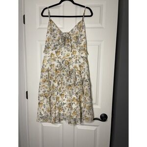 Grace Karin Sleeveless Tiered Ruffle Mini Dress Xl Ivory Multi Floral Nwt